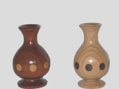 A pair of inlaid vases by George Hill